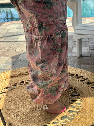 Pink Moon Bloom Floral Wideleg Jogger Pants
