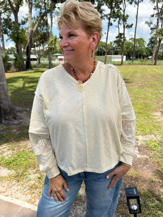 Alternate view of Sure Thing Natural Long Sleeve Top
