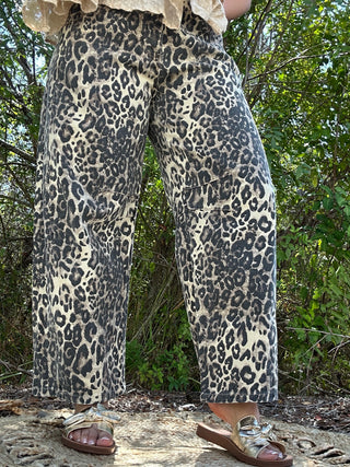 Leopard Denim Gypsy Fit Button Fly Pant