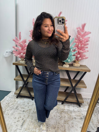 Davi & Dani Black Sheer Diamond Layering Top