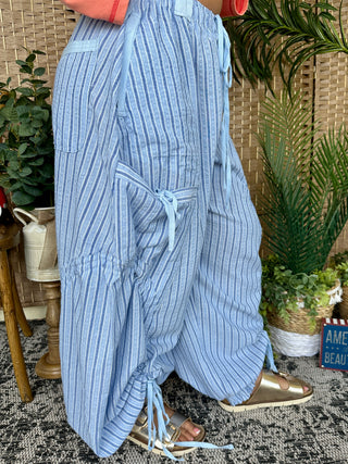 Alternate view of Blue Pinstripe Parachute Pant Joggers
