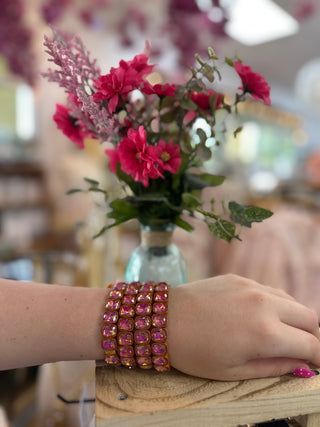 Layla Orange & Pink Stretch Bracelet