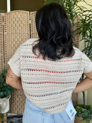 Alternate view of Just a Dream Natural Crochet VNeck Top
