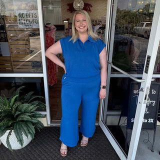 Simply Southern Luxeknit Sleeveless Zipper Top in soft blue, showcasing elegant design and comfortable fabric for women.