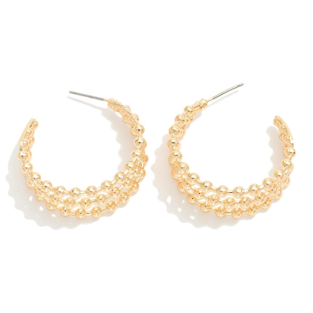 Gold Layered Beaded Hoop Earrings - The Gypsy Belle Boutique