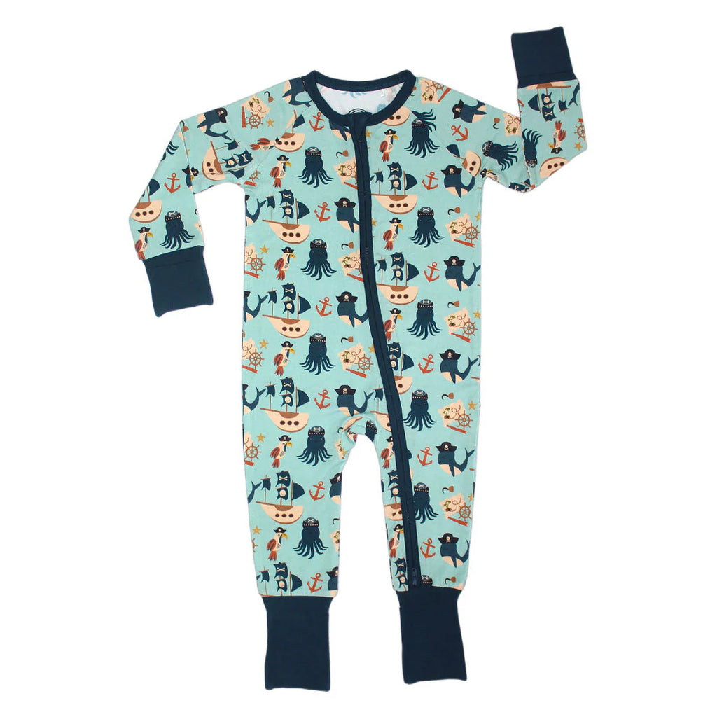 Pirate's Life Bamboo Convertible Baby Pajama One Piece - The Gypsy Belle Boutique