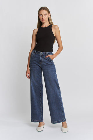Mica Navy Wash Wide Leg Jeans