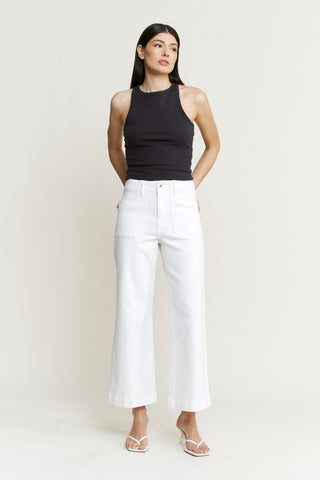 Mica White Tailored Wide Leg Jeans