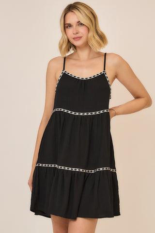Black & Ivory Aztec Trim Dress