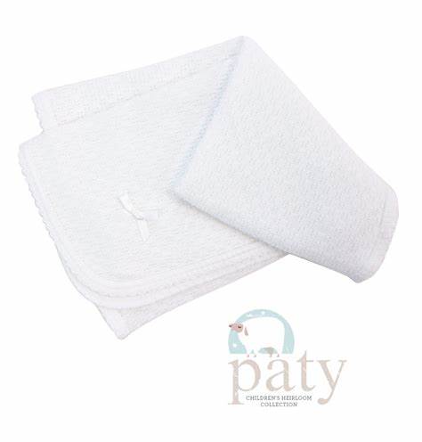 Paty White Trim Baby Receiving Blanket - The Gypsy Belle Boutique