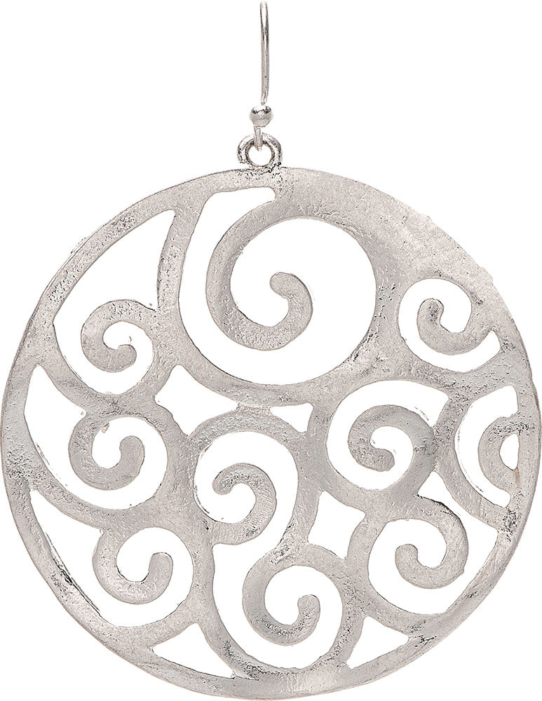 Silver Wavy Swirl Circle Earrings - The Gypsy Belle Boutique