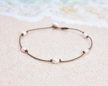 Tula Blue Princess White Pearl Rice Anklet - The Gypsy Belle Boutique