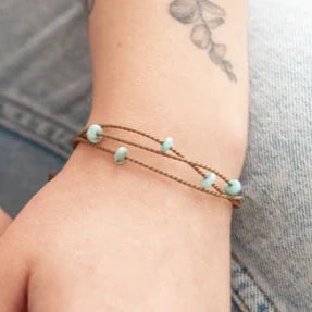 Tula Blue Aqua Larimar Riptide Adjustable Bracelet - The Gypsy Belle Boutique