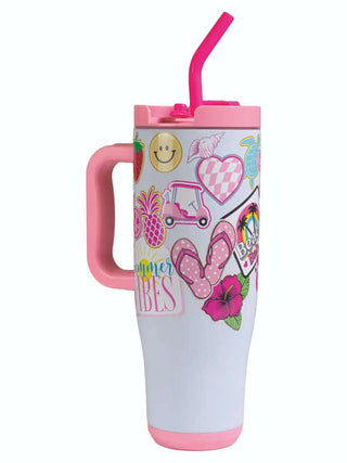 Simply Southern 40 oz Sticker Tumbler with vibrant, fun designs; perfect for hydration with style and personality.