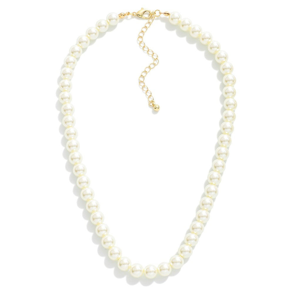 Simple Cream Pearl Bead Necklace - The Gypsy Belle Boutique