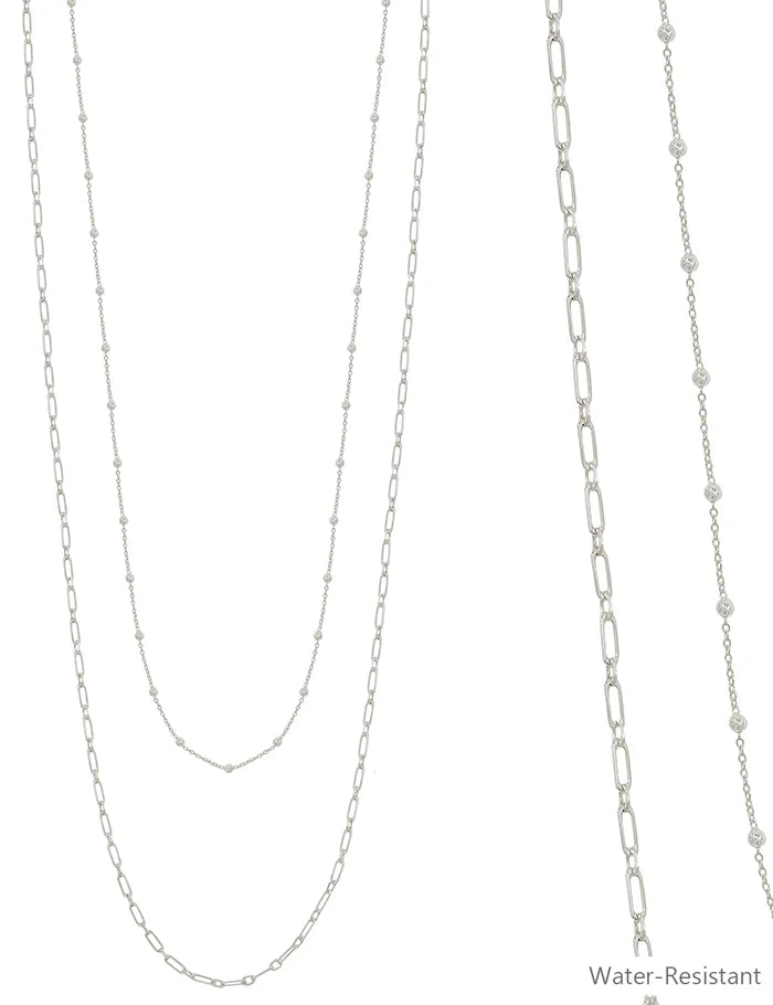 Two Layered Silver Bead Necklace Set - The Gypsy Belle Boutique