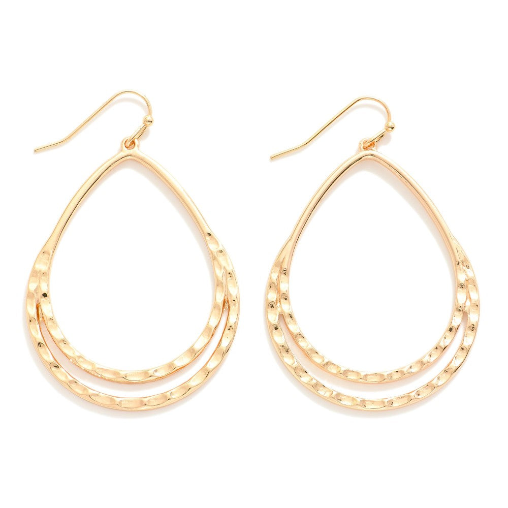 Hammered Gold Teardrop Earrings - The Gypsy Belle Boutique