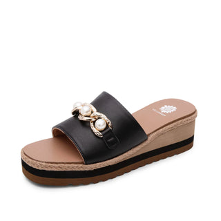 Yellowbox Adelfia Black & Pearl Sporty Wedge Sandal