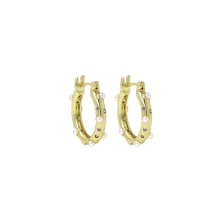 Lauren Kenzie Rhinestone & Pearl Hoop Earrings