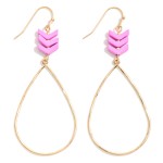 Gold & Pink Chevron Teardrop Earrings - The Gypsy Belle Boutique