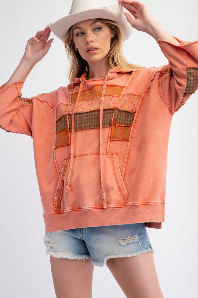 Easel Carrot Juice Mix Print 3/4 Slv Sweatshirt Top - The Gypsy Belle Boutique