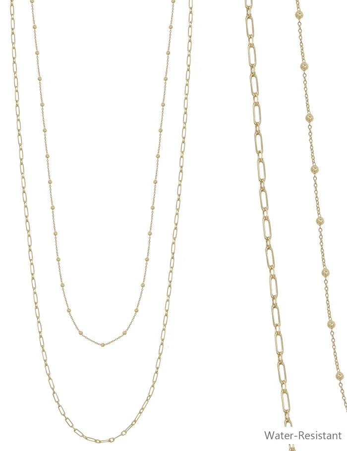 Two Layered Gold Bead Necklace Set - The Gypsy Belle Boutique