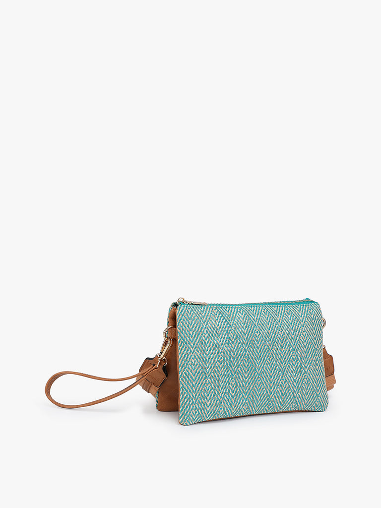 IZZY TEAL Crossbody Woven Diagonal Organizer Purse - The Gypsy Belle Boutique