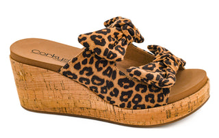 Corkys Bowed Up Leopard Wedge Sandal