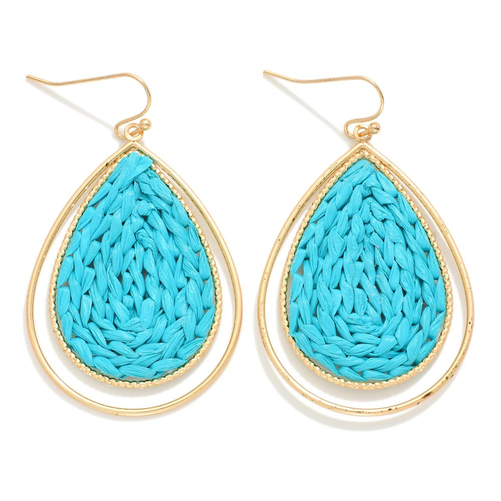 Turquoise Raffia Teardrop Earrings - The Gypsy Belle Boutique