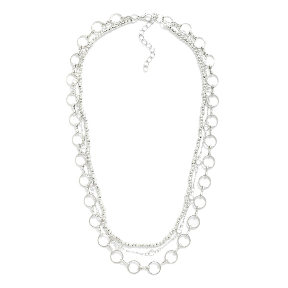 Silver Layered Multi Chain Beaded Necklace - The Gypsy Belle Boutique