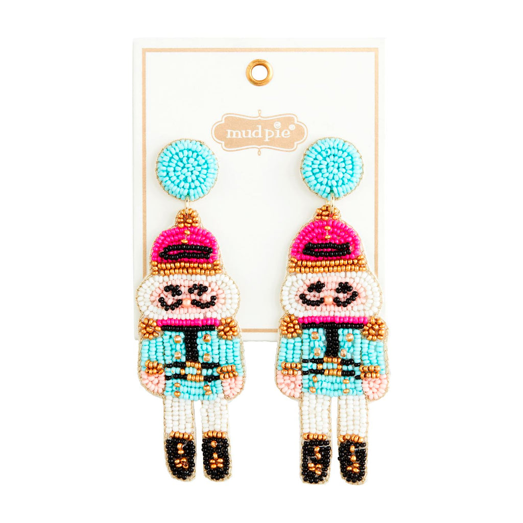 Mud Pie Holiday Turquoise Nutrcracker Beaded Earrings - The Gypsy Belle Boutique