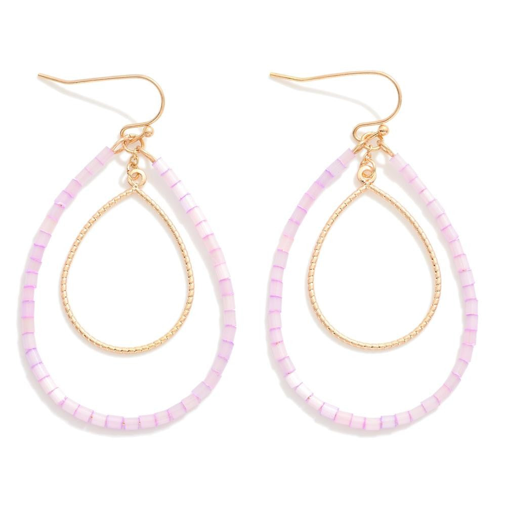 Lilac Beaded Nesting Teardrop Earrings - The Gypsy Belle Boutique