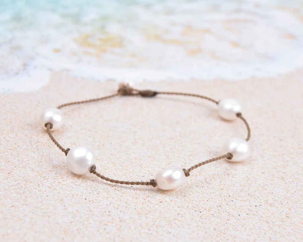 Tula Blue Princess White Pearl Baroque Anklet - The Gypsy Belle Boutique