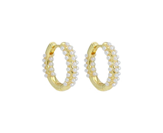Lauren Kenzie Mini Pearl Huggie Hoop Earrings