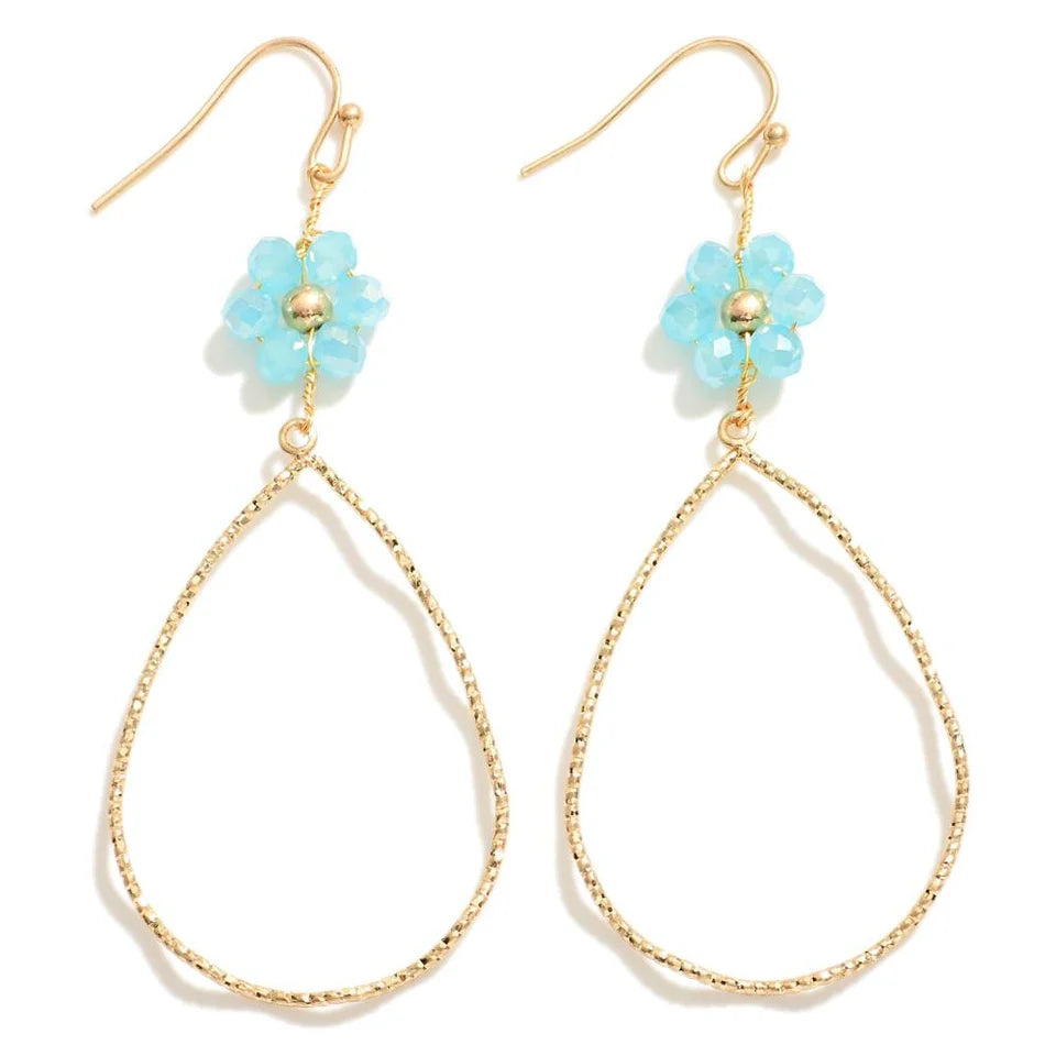 Mint & Gold Flower Teardrop Earrings - The Gypsy Belle Boutique