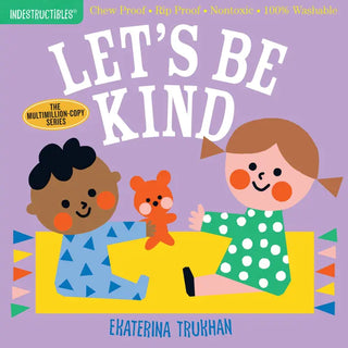 Colorful children's board book cover with illustrated diverse kids and teddy bear on purple background.
