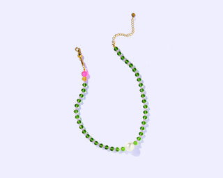 Annalise Green Bead & Pearl Magnetic Closure Necklace