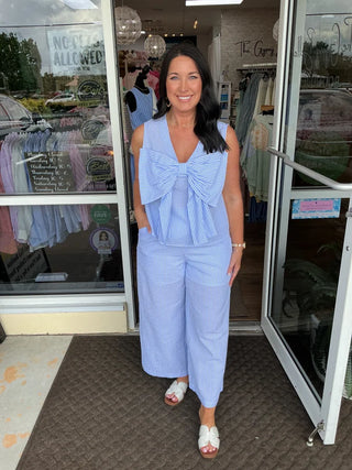 Seersucker Bow Pant Set (2 COLORS!) Jodifl
