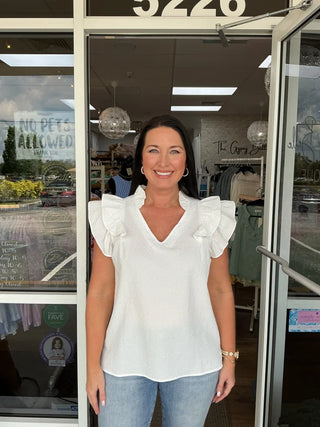 Ruffle Sleeve Textured Top Umgee (3 COLORS!)