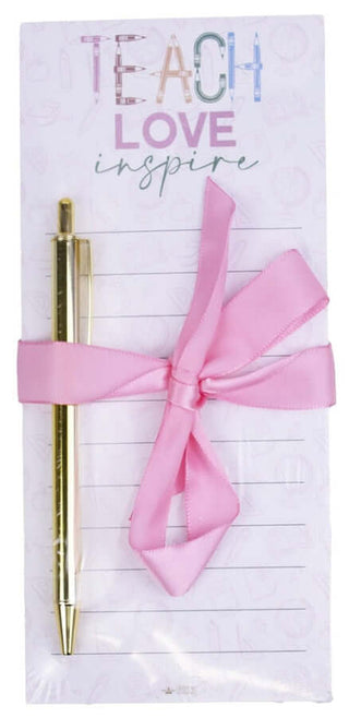 Teach Love Inspire Note Pad Gift Set with colorful stripes, ideal teacher gift for organizing and inspiring creativity.