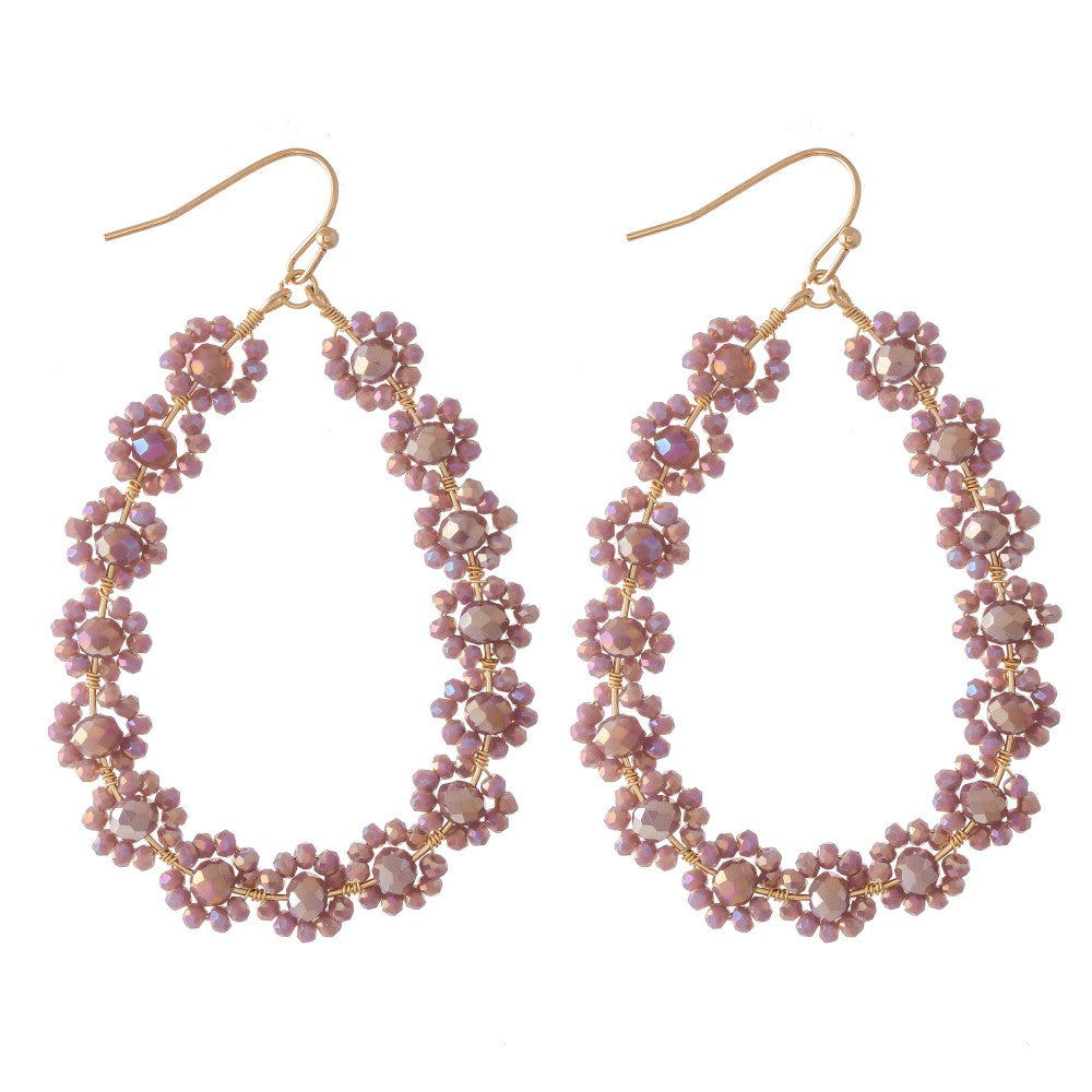 Lavender Beaded Flower Teardrop Earrings - The Gypsy Belle Boutique