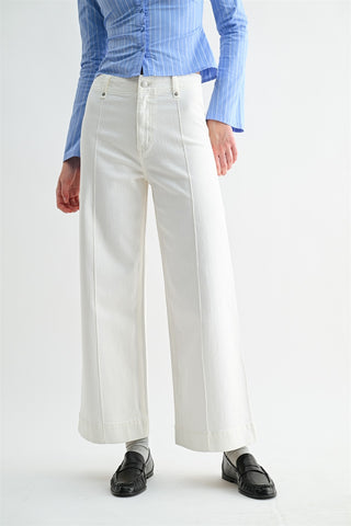 Mica White Wide Leg Dressy Jean