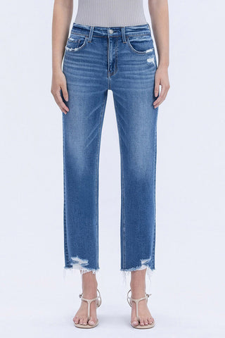 Lovervet LV1866 High Rise Crop Straight Leg Jeans