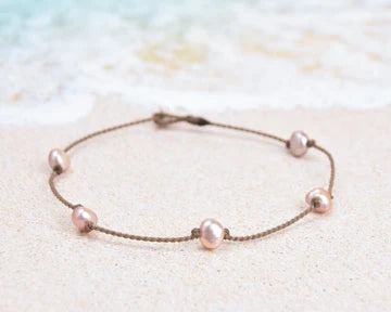 Tula Blue Princess Blush Medium Baroque Pearl Anklet - The Gypsy Belle Boutique