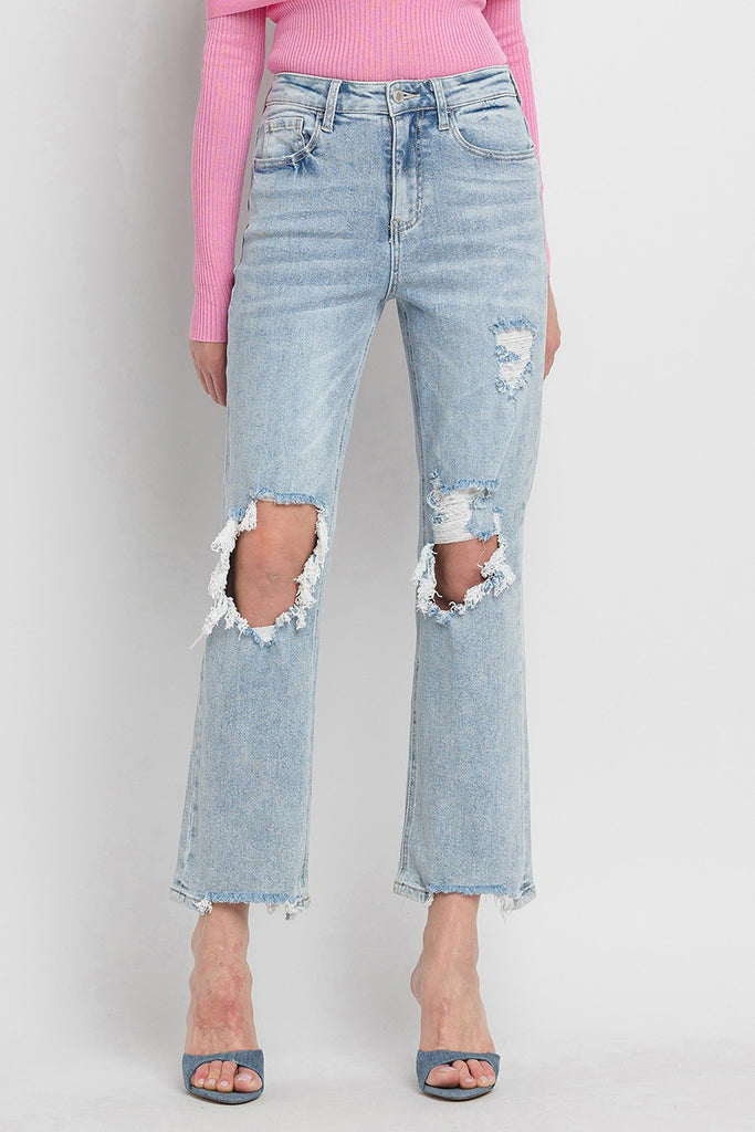 Lovervet - V3200 Light Wash Destroyed Dad Jeans - The Gypsy Belle Boutique