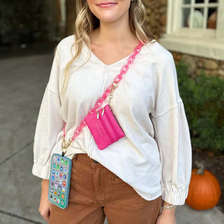 Stylish STG Clip & Go Acrylic Chain with Zippered Pouch, Available in Multiple Colors