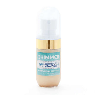 AMI EMERALD COAST SHIMMER Body Mist by Mixologie - Luxurious fragrance in a sleek green bottle with shimmering accents.