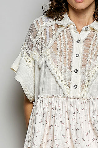 POL Hopeless Romantic Floral & Pearl Top