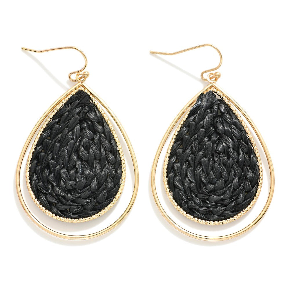 Black Raffia Teardrop Earrings - The Gypsy Belle Boutique