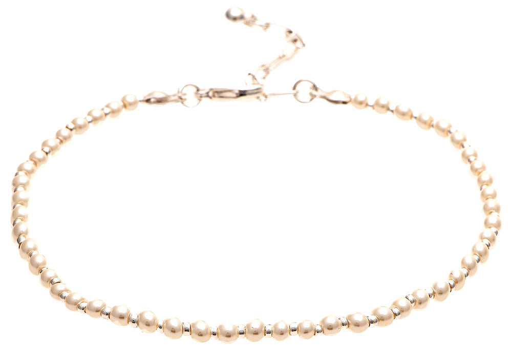 Silver Pearl Round Bead Anklet - The Gypsy Belle Boutique